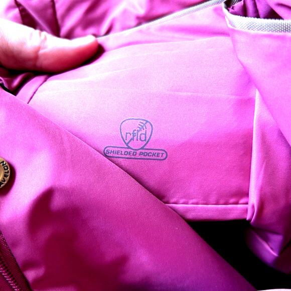 Travelon Anti-Theft Signature Slim Travel Backpack Purse Nylon Tan Brown Pink - Picture 9 of 11